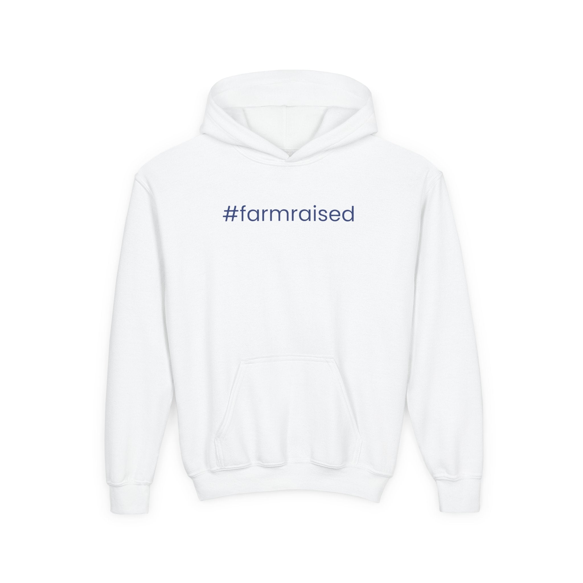 Youth Hoodie - "#farmraised" Minimal Farm Kid Pullover