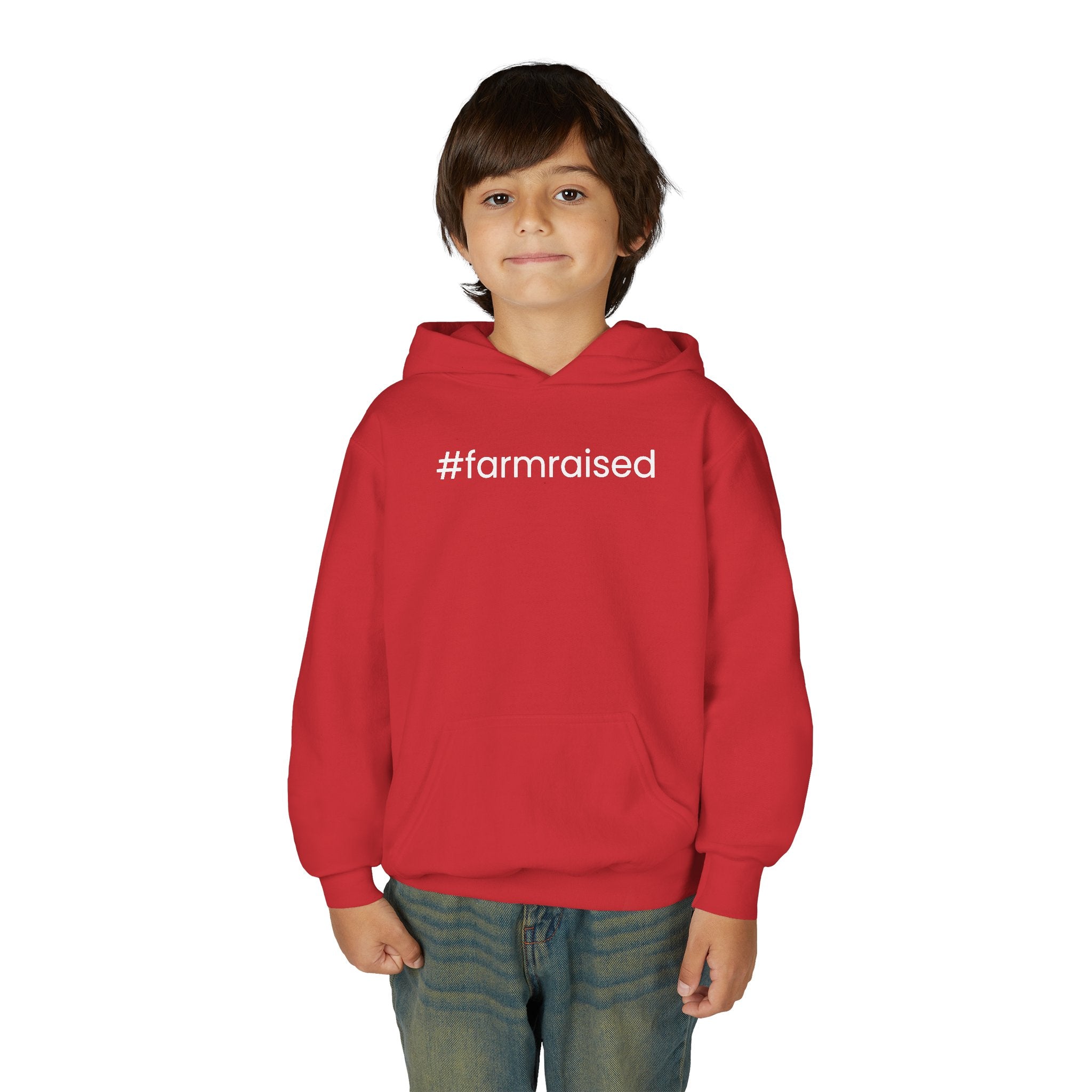 Youth Hoodie - "#farmraised" Minimal Farm Kid Pullover