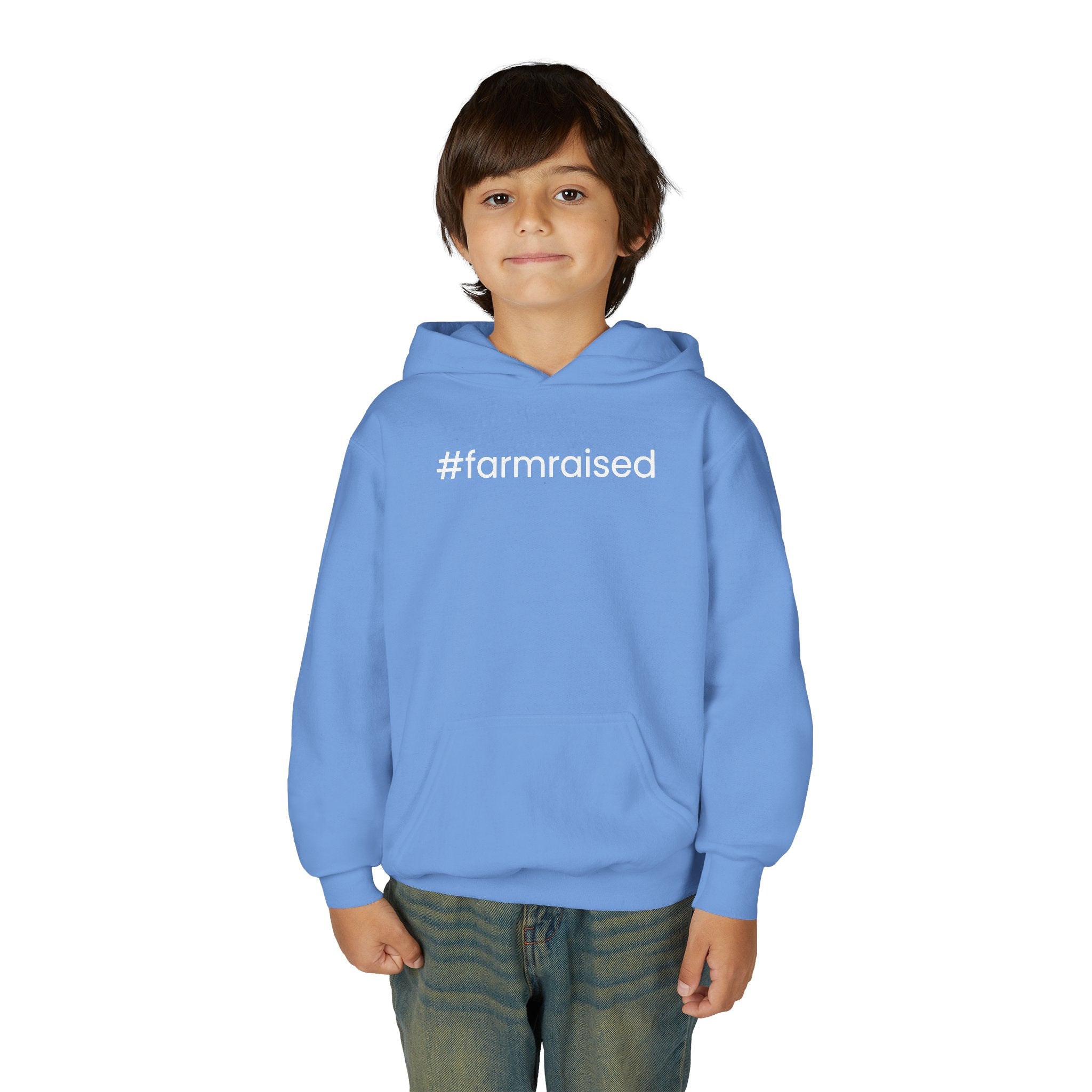 Youth Hoodie - "#farmraised" Minimal Farm Kid Pullover