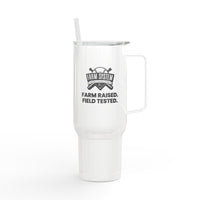 40oz Engraved Insulated Tumbler with Handle — "Blessed, Farm Raised, Field Tested"